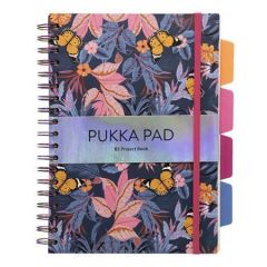 Pukka Pad  Spirálový sešit Project Book Bloom, mix vzorů, B5, linkovaný, 100 listů, PUKKA PAD 9494-BLM(ASST)