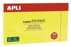 Apli  Samolepicí bloček FUNNY, žlutá, 75 x 125 mm, 100 listů, APLI 15002 ,balení 100 ks