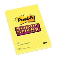 Samolepicí bloček Super Sticky, žlutá, 102x152 mm, 75 listů, linkovaný, 3M POSTIT