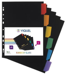 Viquel  Rozlišovače, černá, plastové, A4 Maxi, 6 listů, VIQUEL