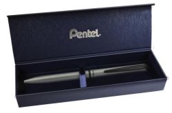 Pentel  Kuličkové pero EnerGel BL-2507, modrá, 0,35 mm, otočný mechanismus, kovové, matně stříbrné tělo, P