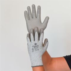 Ochranné rukavice, šedá, HPPE, velikost XL, odolné proti proříznutí, PU dlaň, 1 pár, SF0251-10