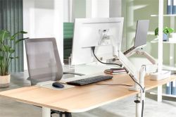 Držák na monitor a notebook Ergo Dual, světle šedá, 2 ramena, LEITZ 65380085