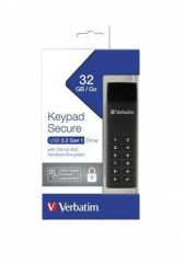 USB flash disk Keypad Secure, USB 3.0, 32GB, šifrovaný heslem, 160/130Mb/s, VERBATIM