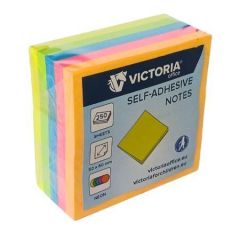 Samolepicí bloček, mix neonových barev, 50 x 50 mm, 250 listů, VICTORIA OFFICE ,balení 250 ks