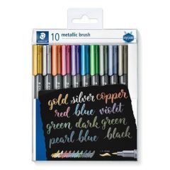 STAEDTLER  Štětcové fixy Design Journey Metallic Brush, 10 metalických barev, 1-6 mm, STAEDTLER 8321 TB10