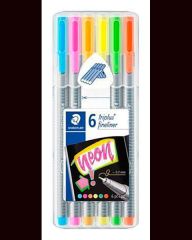 STAEDTLER  Linery Triplus 334 Neon, sada 6 barev, 0,3 mm, STAEDTLER