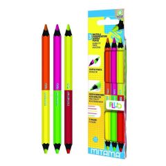 Barevné pastelky NEON JUMBO, oboustranné, 3 ks, MITAMA 61919 ,balení 3 ks