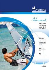 Fotografický papír Advanced, do inkoustové tiskárny, lesklý, A4, 180g, VICTORIA ,balení 50 ks