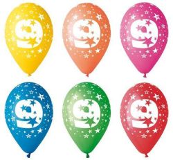Balónek, s číslem 9, 26 cm ,balení 5 ks