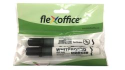 FLEXOFFICE  Popisovač na bílou tabuli WB02, černá, 2,5mm, kuželový hrot, 2 ks, blistr, FLEXOFFICE