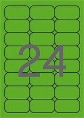 Etiketa, fluorescentní zelená, 64 x 33,9 mm, zaoblené rohy, 480 ks/bal., APLI 02873 ,balení 20 ks