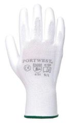 NO NAME  Pracovní rukavice máčené na dlani a prstech v polyuretanu, velikost 10, bílé