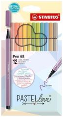 Stabilo  Fixy Pen 68 Pastellove, sada, 12 různých barev, 1 mm, STABILO 6812-7-7