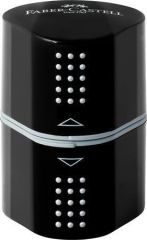 Ořezávátko Grip 2001 Trio, displej/10 ks, černá, 3 otvory, se zásobníkem, FABER-CASTELL 283899