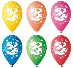 Balónek, s číslem 3, 26 cm ,balení 5 ks
