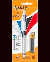 BIC  Kuličkové pero a mechanická tužka 2v1 + grafitová tuha 4 Colours, blistr, BIC 942103