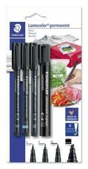 STAEDTLER  Permanentní popisovače Lumocolor, černá, sada 4 šířek, STAEDTLER 60 BK-6