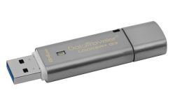 USB flash disk DTLPG3, stříbrná, 64GB, USB 3.0, 135/40 MB/s, s šifrováním, KINGSTON