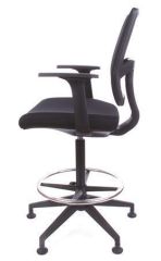 MAYAH  Pracovní židle Tall, s držákem na nohy, s kluzáky, černé čalounění, vyztužené opěradlo, MAYAH CM11