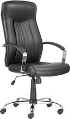 Manažerská židle Montgomery XXL, černá, potah z textilní kůže, chromová podnož