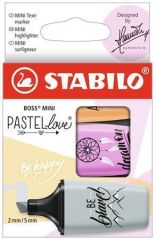 Stabilo  Zvýrazňovače Boss Mini Pastellove, sada, 3 pastelové barvy, 2-5 mm, STABILO 07/03-59