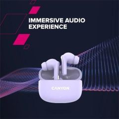 Sluchátka OnGo 9, levandulová, TWS bezdrátová, Bluetooth 5.4, CANYON CNS-TWS9P