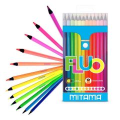 Barevné pastelky NEON, 12 barev, kulaté, MITAMA 62826 ,balení 12 ks