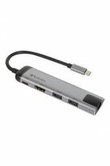 Verbatim  USB-HUB a ethernetový síťový adaptér, 4 porty, USB 3.0, USB-C, HDMI, VERBATIM