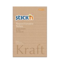 Stick´n  Samolepicí bloček Kraft Notes, linkovaný, hnědá barva, 150x101 mm, 100 listů, STICK N 21641 ,balení 100 ks