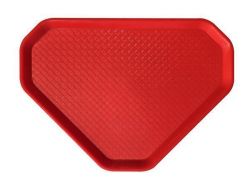 NO NAME  Samoobslužný podnos, červená, trojúhelníkový, plastový, stravovací, 47,5 x 34 cm