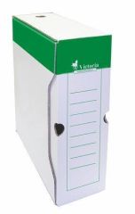 VICTORIA  Archivační krabice, zeleno-bílá, karton, A4, 100 mm, VICTORIA