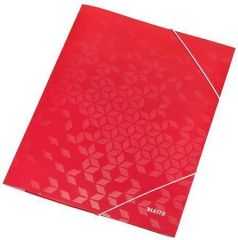 Leitz  Desky s gumičkou Wow, červená, 15 mm, karton, A4, LEITZ 39820026