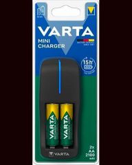 Battery charger, AA/AAA, 2x2100 mAh AA, VARTA Mini