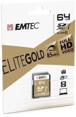 Paměťová karta Elite Gold, SDXC, 64GB, UHS-I/U1, 85/20 MB/s, EMTEC ECMSD64GXC10GP