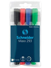 Popisovač na bílou tabuli a flipchart Maxx 293, 4 barvy, 1-4mm, klínový hrot, SCHNEIDER