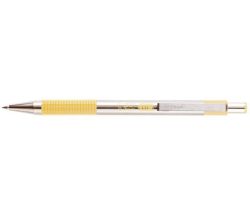 Kuličkové pero F 301, modrá, 0,24 mm, žluté tělo z nerezové oceli, ZEBRA 90705