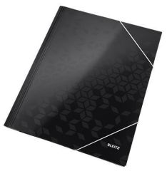 Desky s gumičkou Wow, černá, lesklé, 15 mm, karton, A4, LEITZ