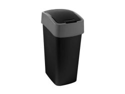 Smiffys  Odpadkový koš s výklopným víkem Flipbin, černá-grafitová, 45 l, CURVER 229411