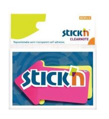 Stick´n  Samolepicí záložky, neonové barvy, šipka, 76 x 50 mm, 2x 30 listů, plast, STICK N 21141 ,balení 60 ks