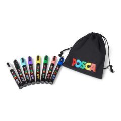 UNI  Akrylový popisovač Posca Pouch PC-5M, 8 barev, sada v tašce, 1,8-2,5 mm, UNI 2UPC5MPOUCH