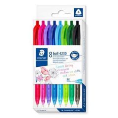 STAEDTLER  Kuličkové pero 4230 M, sada, 8 barev, 0,5 mm, výsuvné, trojúhelníkový tvar, STAEDTLER 4230 MC8