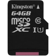 Paměťová karta microSDXC Canvas Select, 64GB, Class 10/U1, 80/10 MB/s, KINGSTON