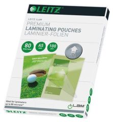 Leitz  Laminovací fólie iLam, čirá, 80 mikron, A5, lesklá, UDT technologie, LEITZ ,balení 100 ks