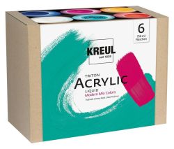 Sada Triton Akrylová tekutá směs moderních barev, 6x750ml, KREUL ,balení 6 ks