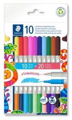 STAEDTLER  Fixy 3280, 20 různých barev, sada, 1-3 mm, oboustranné, vypratelné, STAEDTLER 3280 C10