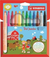 Stabilo  Fixy Trio Jumbo, sada, 3 mm, 12 barev, STABILO