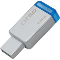 USB flash disk DT50, stříbrno-modrá, 64GB, USB 3.1, KINGSTON