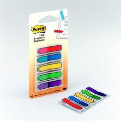 Záložky se zásobníkem, mix barev, 12x43 mm, 5x20 listů, tvar šipky, 3M POSTIT ,balení 100 ks