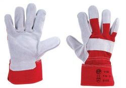 NO NAME  Pracovní rukavice z kůže (hovězí štípenka) a bavlny, velikost 10, šedá/červená ,balení 12 ks